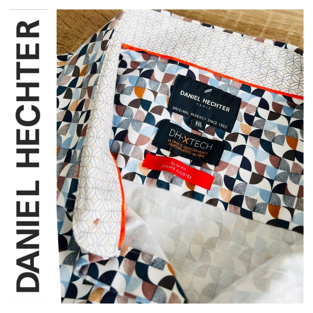 DANIEL HECHTOR Slim Fit Geometric Pattern Shirt Size XXL